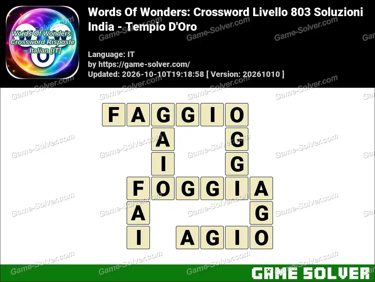 Words Of Wonders: Crossword Livello 803 Soluzioni – India – Tempio D’Oro